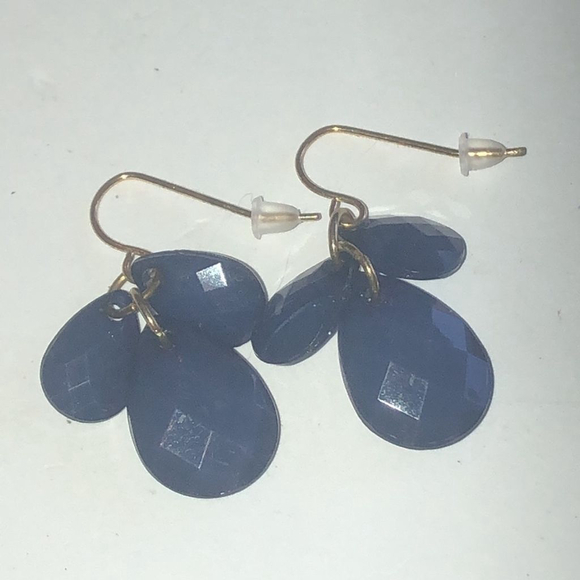 Brass Tone Blue Beaded Dangling Boho Pierced Earrings - Picture 1 of 5